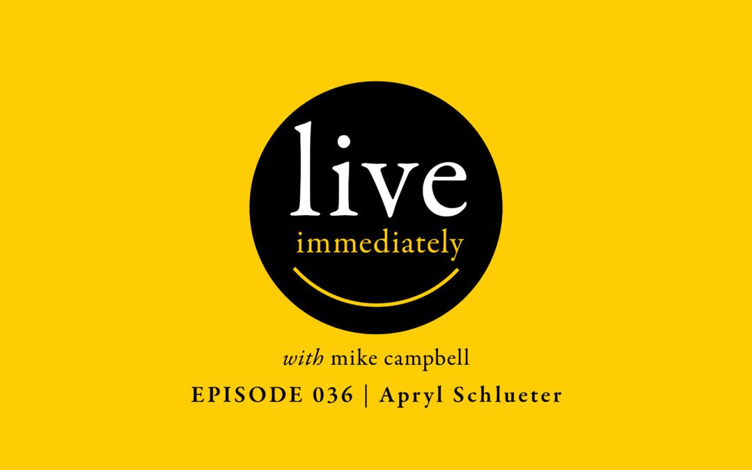 The logo of LIVE Immediately with Mike Campbell with black text and a yellow background